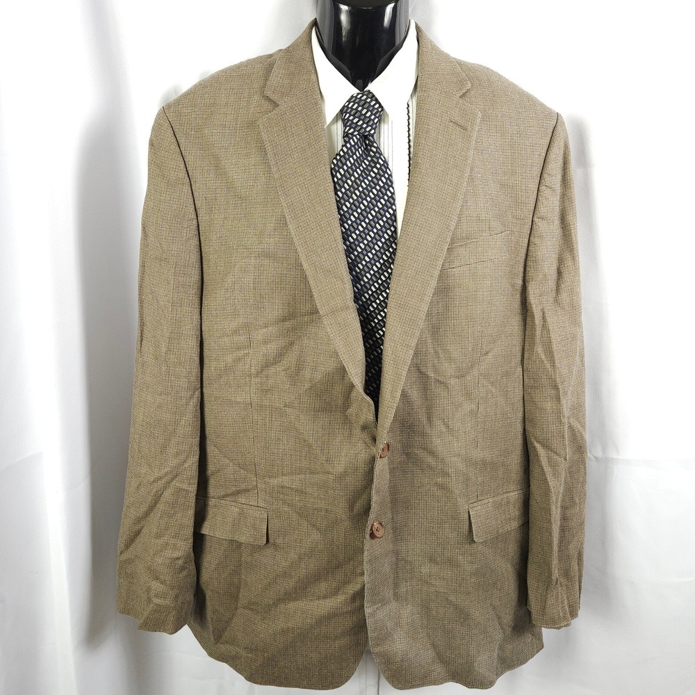 Lauren Ralph Lauren Silk Wool Blazer Men 46L Beige 2 Button‎ Spoprts Coat
